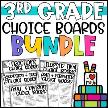 Preview of 3rd Grade Math Menus and Choice Boards - Enrichment Activities