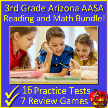 Preview of 3rd Grade Arizona AASA ELA Reading and Math Practice Tests and Games Bundle!