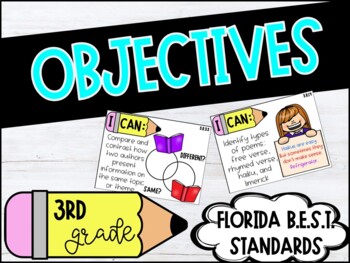 Preview of 3rd Grade B.E.S.T. ELA Objectives - Third Grade BEST Standards Posters