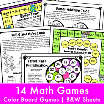 3rd Grade BUNDLE: Fun Easter Math Activities with Games & Worksheets