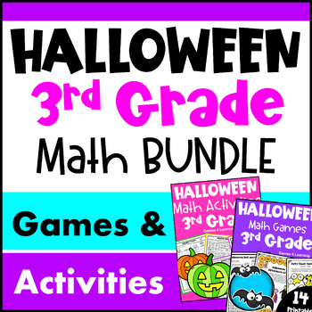 Preview of 3rd Grade BUNDLE: Fun Halloween Math Activities with Games and Worksheets
