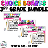 3rd Grade - BUNDLE - Math Menus - Choice Boards and Activities