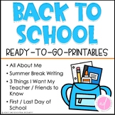 3rd Grade Back to School Activities - First Day of School 