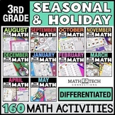 Preview of 3rd Grade Seasonal & Holiday Math Review Centers, Games, Math Activities BUNDLE