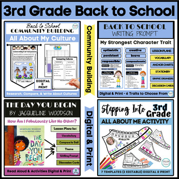 Preview of 3rd Grade Back to School Bundle Activities Bulletin Board All About Me Worksheet