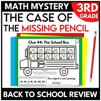 Preview of 3rd Grade Back to School Math Mystery Beginning of the Year Escape Room Game