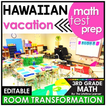 Preview of 3rd Grade Beach Day Activities Hawaii Room Transformation Beach Math Review