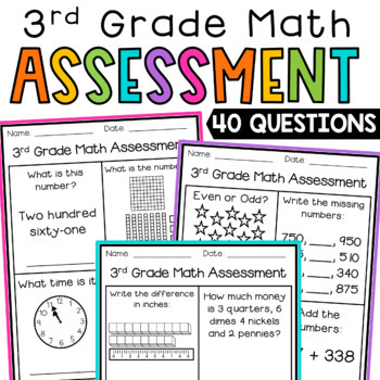 Preview of Beginning of the Year 3rd Grade Math Pre Assessment 2nd Grade Review