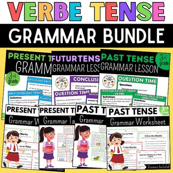 Preview of End of the year Bundle Grammer Worksheet Practice and lessons-futur,past,present