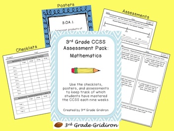 Preview of 3rd Grade CCSS Assessment Pack:  Mathematics