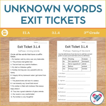 Preview of Unknown and Multiple Meaning Words Exit Tickets