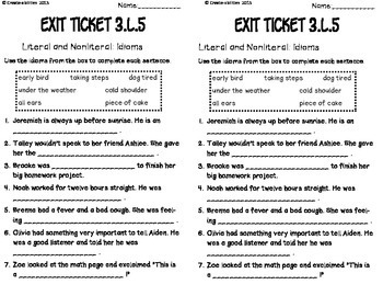 Literal and Nonliteral Exit Tickets by Create-Abilities | TpT