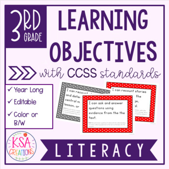 Preview of 3rd Grade "I Can" Statements and Standards | CCSS Literacy | Distance Learning