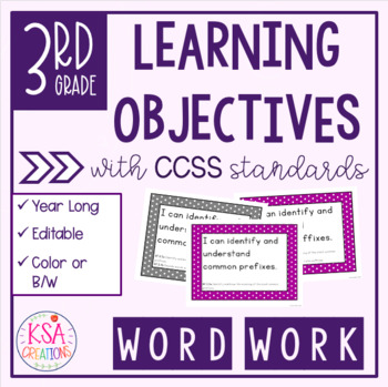 Preview of 3rd Grade "I Can" Statements and Standards | CCSS Word Work | Distance Learning