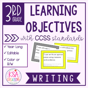 Preview of 3rd Grade "I Can" Statements and Standards | CCSS Writing | Distance Learning