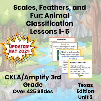 Preview of 3rd Grade CKLA Amplify Unit 2 Scales, Feathers & Fur Lessons 1-5