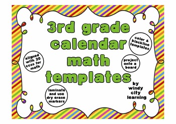 Preview of 3rd Grade Calendar Math Templates (includes color and black line copies)