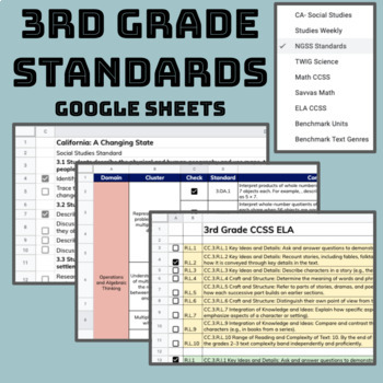 Preview of 3rd Grade California Standards— ONLINE Checklist