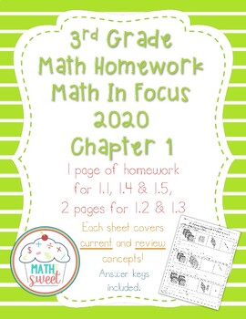 Preview of 3rd Grade Chapter 1 Homework Math in Focus 2020