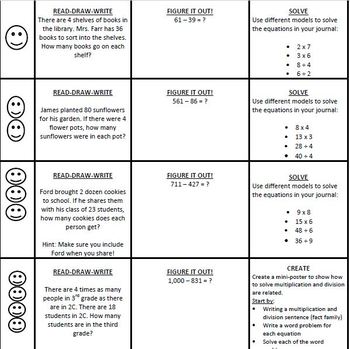 Preview of 3rd Grade  Math Choice Board Pack