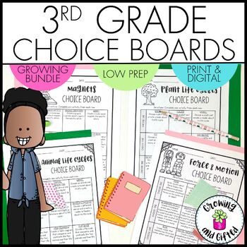 Preview of 3rd Grade Choice Boards for Differentiation - Science, Social Studies, and More