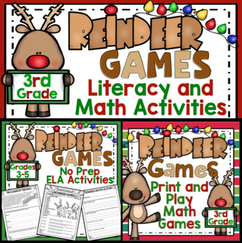 Preview of 3rd Grade Christmas Activities 3rd Grade Reindeer Games Reading, Writing, & Math