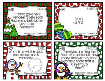 3rd Grade Christmas Math Task Cards (Common Core Aligned) by Classroom ...