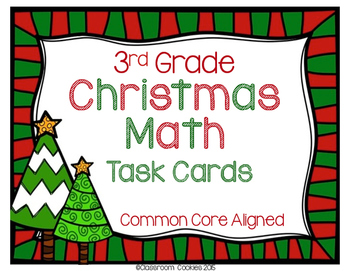 Preview of 3rd Grade Christmas Math Task Cards (Common Core Aligned)