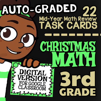 Preview of Christmas Google Classroom™ ★ Christmas Self-Graded 3rd Grade Math Review