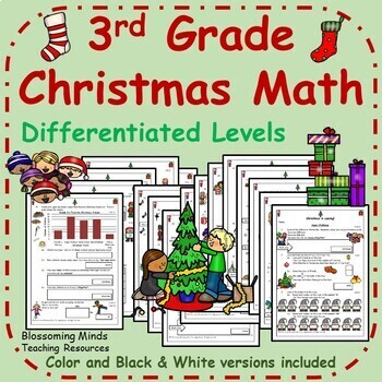 Preview of 3rd Grade Christmas Math - differentiated levels