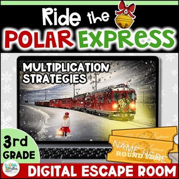 Preview of 3rd Grade Christmas Multiplication Activities Polar Express Digital Escape Room