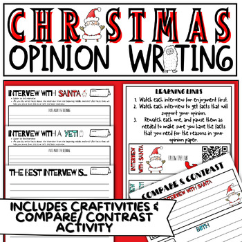 Preview of 3rd Grade Christmas Opinion Writing Activity | with Compare & Contrast