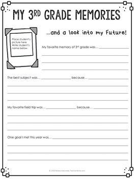 Third Grade Memory Book by Teacher Gems | Teachers Pay Teachers