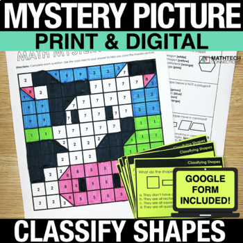 Preview of FREE 3rd Grade Classifying Shapes Color by Number Print & Digital 3.G.1