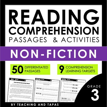 Preview of 3rd Grade Close Reading Passages INFORMATIONAL TEXT Nonfiction Close Reading