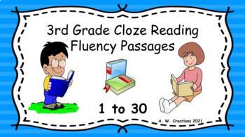 Preview of 30 3rd Grade Cloze Reading Fluency Passages - (Google Slides) Digital Learning