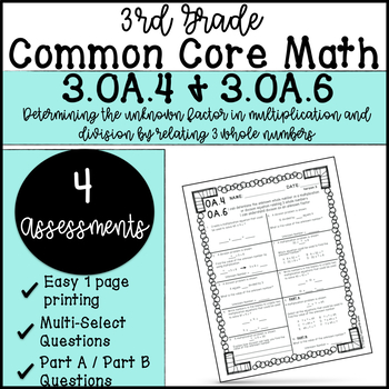 Preview of Common Core: 3.OA.4 & 3.OA.6 Determining the Unknown Factor
