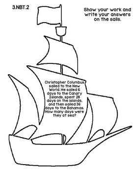 Preview of 3rd Grade Common Core Columbus Day Math Assessment Task