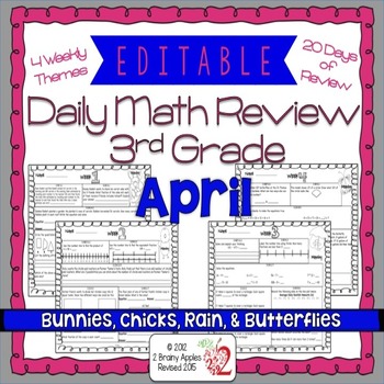 Preview of Math Morning Work 3rd Grade April Editable, Spiral Review, Distance Learning