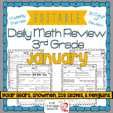 Math Morning Work 3rd Grade January Editable, Spiral Revie