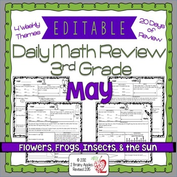 Preview of Math Morning Work 3rd Grade May Editable, Spiral Review, Distance Learning