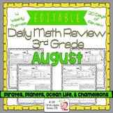 Math Morning Work 3rd Grade August Editable, Spiral Review