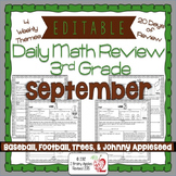 Math Morning Work 3rd Grade September Editable, Spiral Rev