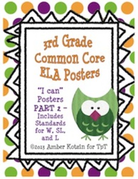 Preview of 3rd Grade Common Core ELA "I Can" Posters PART 2