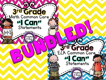 Preview of 3rd Grade Common Core ELA & Math "I Can" Statements (Chevron)