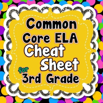 Preview of 3rd Grade Common Core ELA Standards CHEAT SHEET
