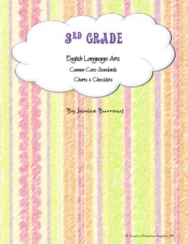 Preview of 3rd Grade Common Core English Language Arts Charts & Checklists