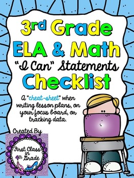 Preview of 3rd Grade Common Core "I Can" Checklist (Ink Saver)