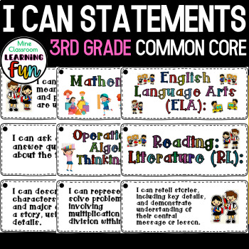 Preview of 3rd Grade Common Core I Can Statements, ELA/Math BUNDLE {Kid Friendly CCSS}