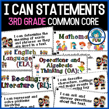Preview of 3rd Grade Common Core I Can Statements, ELA/Math BUNDLE {Kid Friendly CCSS}